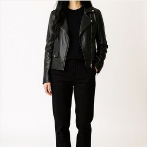 NWT Piombo Black Vegan Leather Relaxed Fit Moto Biker Jacker XS